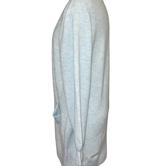 Lucky Brand Women's Cardigan S/P Light Blue Open Front Pockets Mid Length - Picture 3 of 7